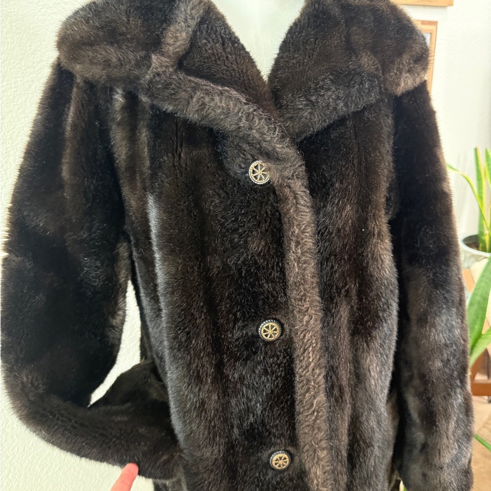 Vintage from France Faux Fur Coat - Brown
